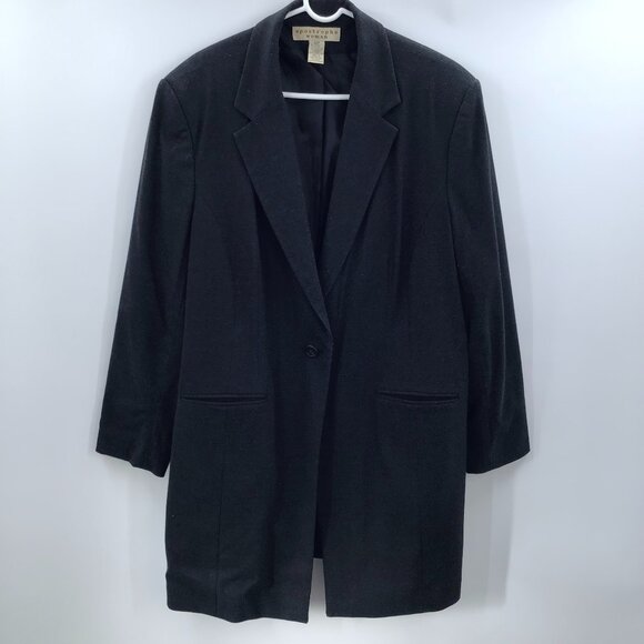 Apostrophe Jackets & Blazers - Vintage Long Blazer Transitional Weather Coat Charcoal Black Women's 22W Lined